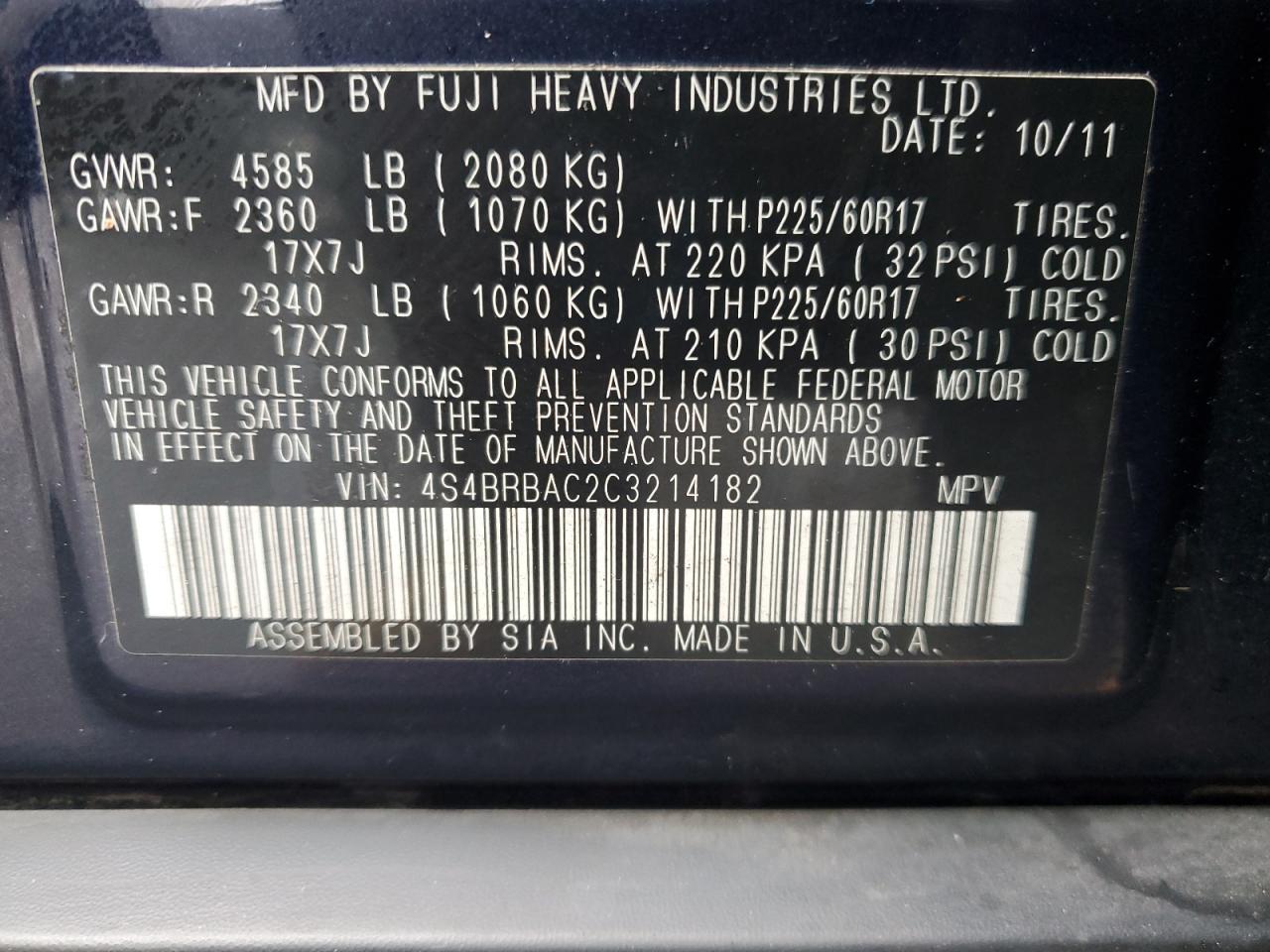 Subaru Outback 2.5i Image 9